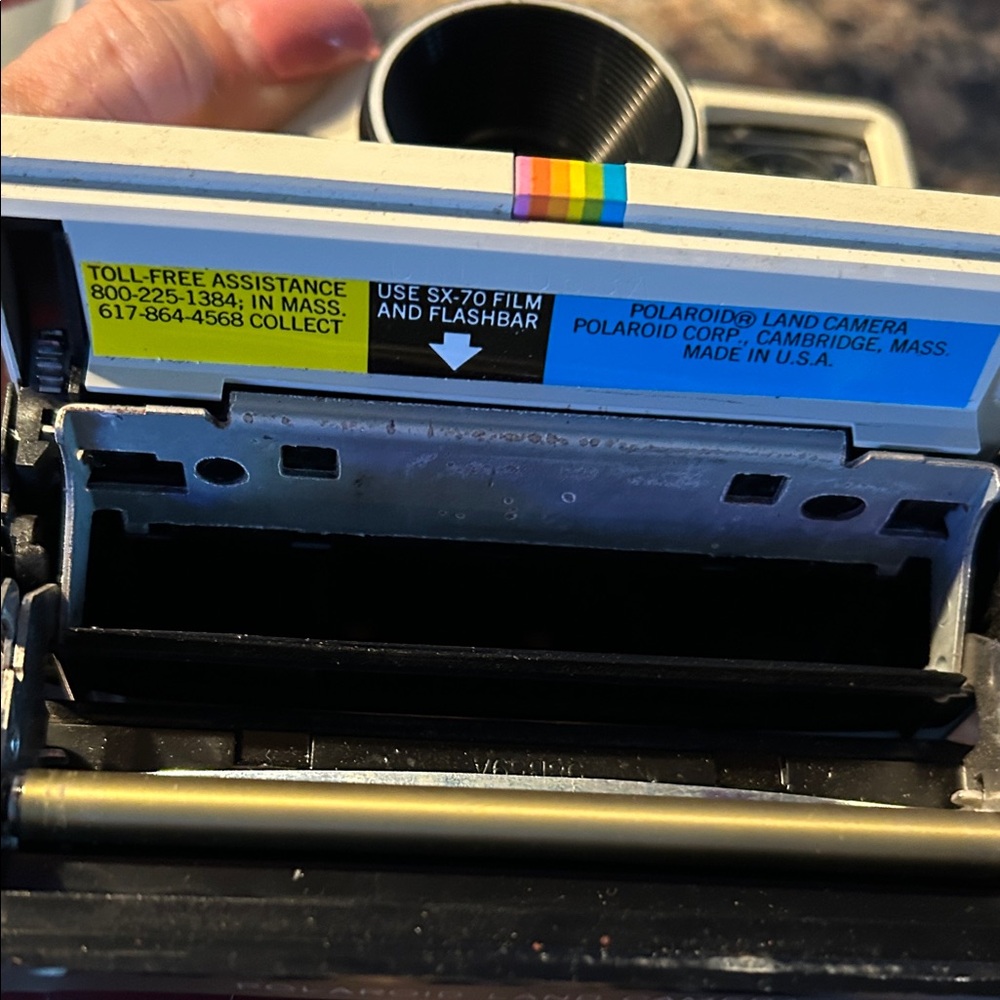 Polaroid OneStep Land Camera - White with Rainbow Stripe - Picture 5 of 6